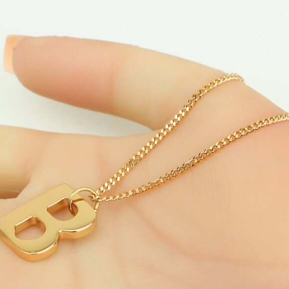 Rose Gold Plated Initial ""B"" Pendant Necklace, XPNL0310 - Picture 7 of 13